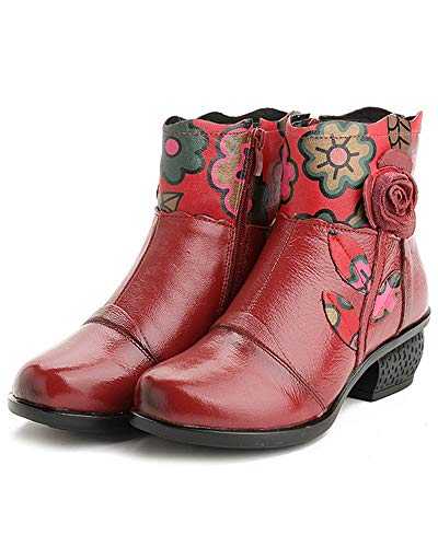 Duberess Women's Casual Ankle Boots Oxford Boot Block Heel Warm Booties Zipper Shoes