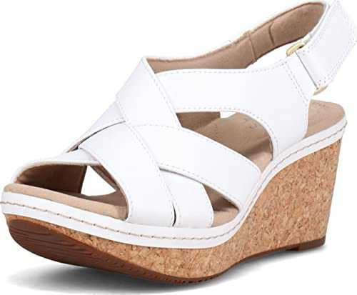 Clarks Women's Annadel Pearl Wedge Sandal, White Leather, 7 UK