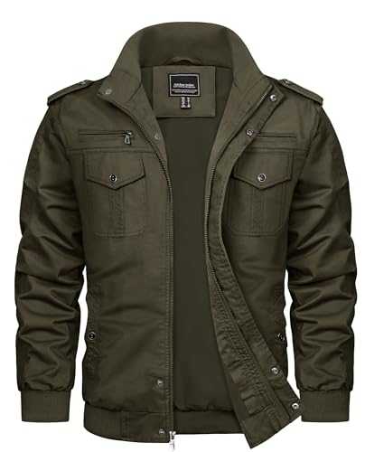 TACVASEN Men's Military Jacket Lightweight Casual Cargo Jacket Army Bomber Windbreaker Coat