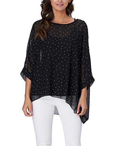Nicetage Bohemian Floral Chiffon Blouse Casual Batwing Blouse Hippie Semi Sheer Loose Tops
