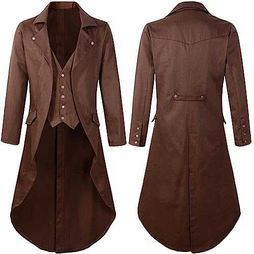 RLEHJN Steampunk Jacket Men UK Sale Clearance Long Coat Vintage Tailcoat Jacket Gothic Victorian Frock Coat Uniform Costume Single Breasted Trench Coat Autumn Casual Lapel Collar Overcoat