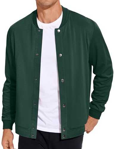 COOFANDY Men's Casual Lightweight Jacket Baseball Letterman Snap Button Jacket