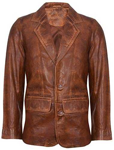 Men's Tan Genuine Leather Blazer Soft Real Italian Tailored Vintage Jacket Coat