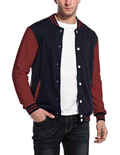 COOFANDY Men's Fashion Varsity Jacket Causal Slim Fit Cotton Letterman Baseball Bomber Jackets