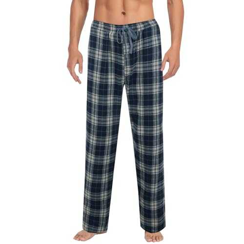 Casual Checkered Pants for Mens Straight Leg Plaid Pajama Pants Baggy Drawstring Elastic Waist Lounge Sweatpants Lightweight Black and White Plaid Trousers for Men Loose-fit Tracksuit Bottoms