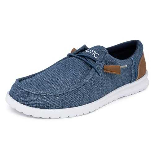 Nautica Men's Comfort Loafers, Lace-Up Boat Shoe, Lightweight Casual Stretch Sneaker-Rushford