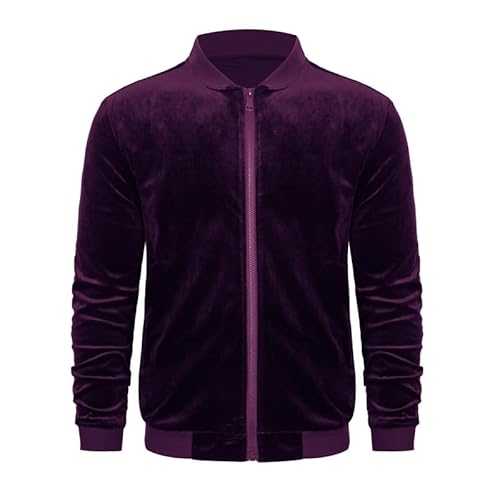 WAIDFU Mens Velvet Coat Casual Sportswear Warm Bomber Jacket Fleece Windbreaker Sports Jacket Coat Track Varsity Jacket
