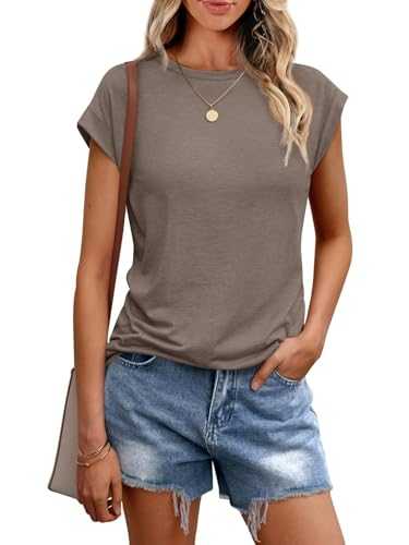 Cuptacc T-Shirt Women's Tops Summer Crew Neck Tops Women's Elegant Basic Blouse Short Sleeve Tank Top Business Outfit