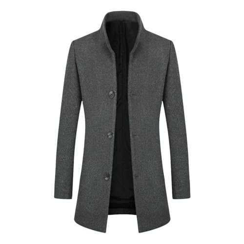 YOUTHUP Men's Wool Coat Mid-Length Winter Trench Coat Casual Business Peacoat