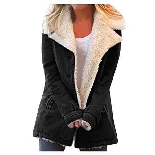 TEPTDirio Ladies Quilted Coat Plus Jacket Warm Women Outwearcoat Winter Lapels PlushButton Composite Size Women's Coat