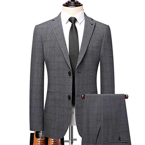SYGZMY (Suit Jacket + Pants Men's British Wedding Business Casual Gentleman Suit Two-Piece