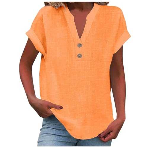 WILLBEST Womens Blouse Oversized Cotton Pocketed Shirts Long Sleeve V-Neck Button Down Fashion 2024 Work Tops Shirts