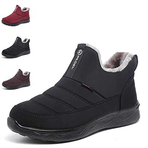 Winter Snow Boots Womens Mens Waterproof Walking Boots Fur Lined Warm Ankle Booties for Ladies