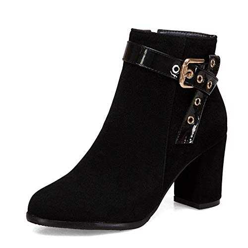 StyliShoes Women Black Ankle Boots with Chunky Heel