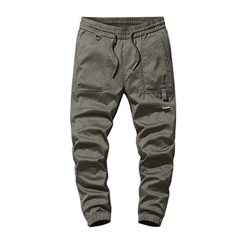 Generisch Cargo Trousers for Men, Plain Colour, Pocket Tether Stretch, Plain Men's Cargo Trousers Size 52 Training Trousers Men's Palazzo Trousers Men's Tracksuit Bottoms