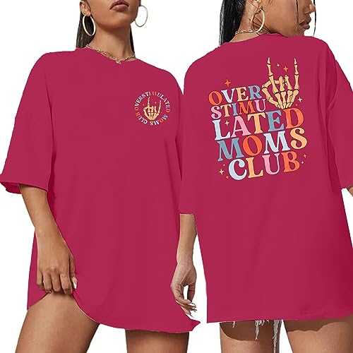 Oversize Mama Shirt for Women Overstimulated Moms Club Shirt Funny Graphic Shirts Casual Short Sleeve Tees