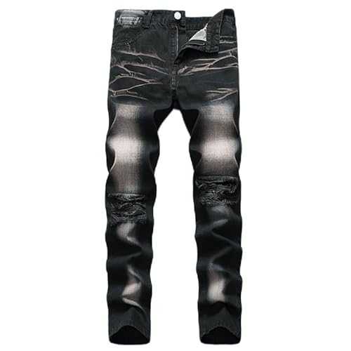 JE&NS Men's Ripped Jeans, Slim Fit Straight Leg, Denim Jeans Pants for Men