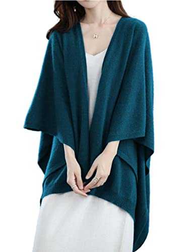 Women's Shawl Wrap Plus Size Cardigan 100% Merino Wool Poncho Cape Fall Winter Open Sweater Coat
