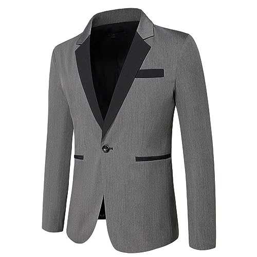 Mens 3 Piece Suits Regular Fit Male Color Block Stand Suit Woolen Long Sleeve Pockets Coat Mens Suit Jacket Regular Fit