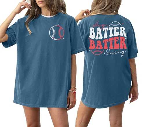 Baseball Shirts Women Oversized: Baseball Mom Tshirt Hey Batter Batter Swing Softball Graphic Tee Ballparks Tops