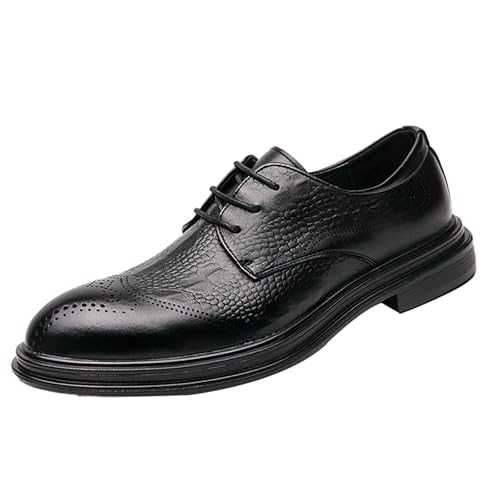 Mens Classic Crocodile Embossing Patent Leather Shoes Men's Casual Breathable Fashion Lightweight Comfortable Business Oxfords Leather Shoes for Work, Travel, Business