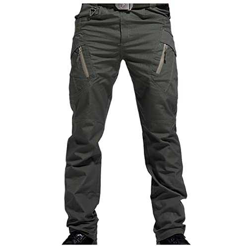Work Trousers for Men Zipper Pockets Cargo Pants Zip Fly Combat Tracksuit Bottoms Straight Leg Outdoor Tactical Pants UK Size M-5XL Overstock Deals