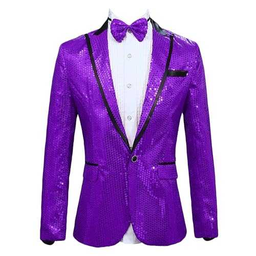 Mens Sequin Blazer Casual 70s Disco Party Sport Coat Regular Fit Blazer