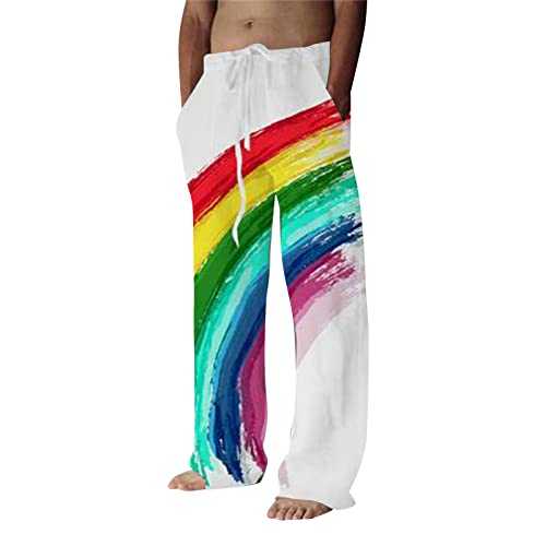 Mens 3D Printed Tracksuit Bottoms Elasticated Waist Hippie Bloomers Lounge Pants Holiday Beach Trousers Casual Lightweight Joggers Regular Drawstring Pants Beach Walking Sweatpants Smart Outdoor Pant