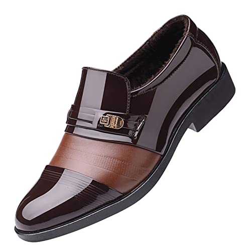Men's Oxfords Formal Dress Shoes Classic Fashion Pointed Toe Heeled Slip On Hollow Breathable Cut Out Slippers Patent Leather Business Wedding Dress Shoes