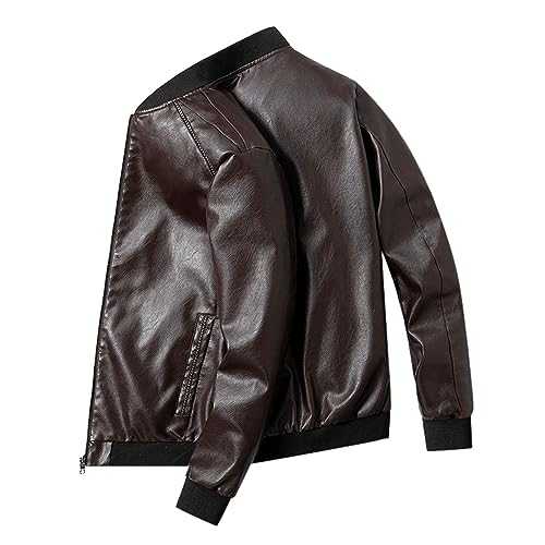 Coats for Men New Korean Version Stand Collar Slim Leather Coat Casual PU Motorcycle Leather Jacket Men Faux Leather