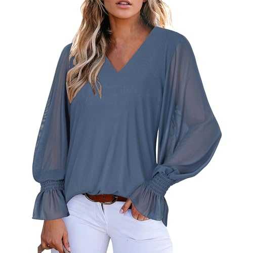 SeSe Code Flowy Tops Long Sleeve Blouses for Women Dressy Casual Dress Shirts Trendy 2024