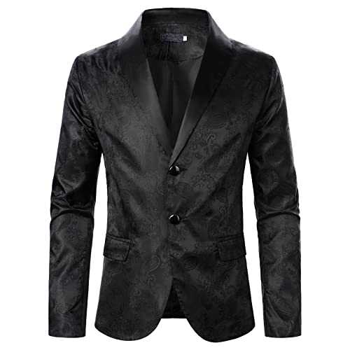 Mens Dress Jackets Formal, Casual Suit Jackets for Men UK with Shawl V-Neck Twe Buttons Business Jackets Cardigan Coats Performance Tuxedo Jacket for Prom Party Formal Blazer Jackets