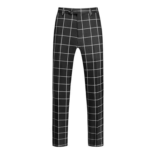 MOGU Men's Plaid Sport Coat Vest Pants - Each Sold Separately, Casual Blazer Jacket Tuxedo Suit Set for Wedding Prom