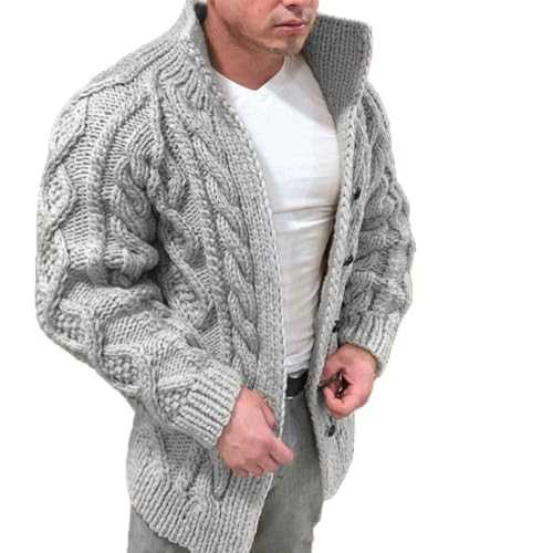 YMXCNM Men'S Knitted Cardigan,Stretchy Long Sleeve Stand Collar Twist Texture Thermal Sweater Coat Streetwear Knitwear Tops For Winter-Autumn Elegant Men'S Slim Fit Casual Jacket Knitted Tops