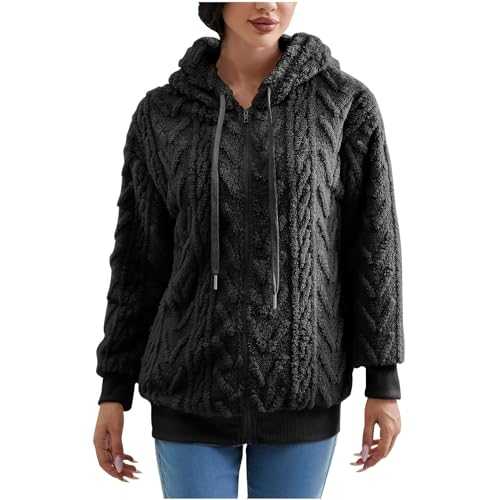 Fleece Hoodie for Women UK Zip Up Hoodie Plush Thick Jackets Teddy Bear Coats Faux Fur Fuzzy Fluffy Jacket Casual Hooded Jumper with Pockets Ladies Winter Warm Outwear Overcoat Sale Clearance