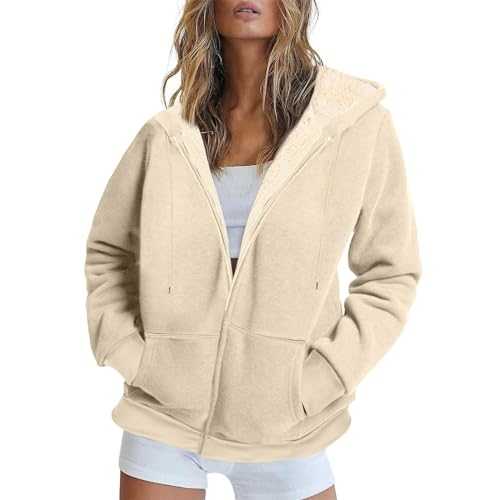 Zip Up Fleece Winter Jackets Womens Plain Hoodie Ladies Teddy Sherpa Fleece Top Long Sleeves Front Pockets Cardigans Soft Stretchable Long Sleeves Warm Jumpers Jacket Sweatshirt Plus Sizes UK 8-28
