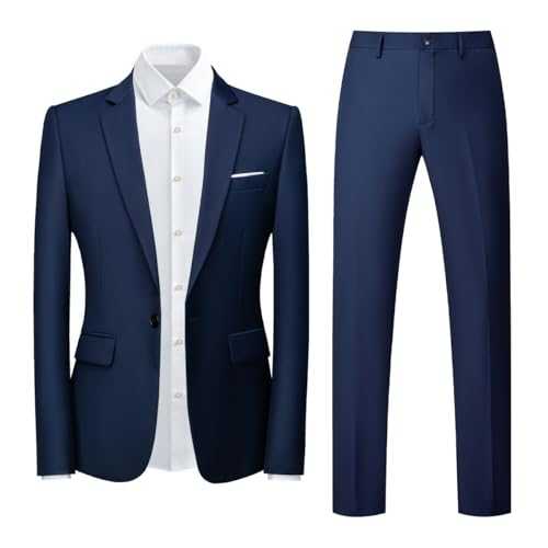 YOUTHUP Mens Suit 2 Piece Slim Fit 1 Button Business Suits Wedding Tuxedo Blazer and Trousers