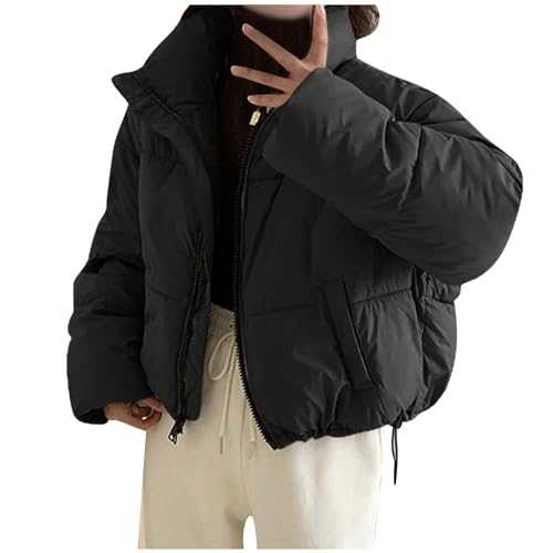 Womens Baggy Fluffy Down Coats Winter Thicken Cotton-Padded Clothes Y2K Teen Girls Cropped Puffer Jacket Thermal Down/UK Size/Teenage Girls Ladies Clothes/Shipping 7 Days