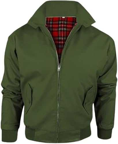 Workwear Harrington Jacket with Tartan Lining British Made Mens Zip Up Classic Bomber