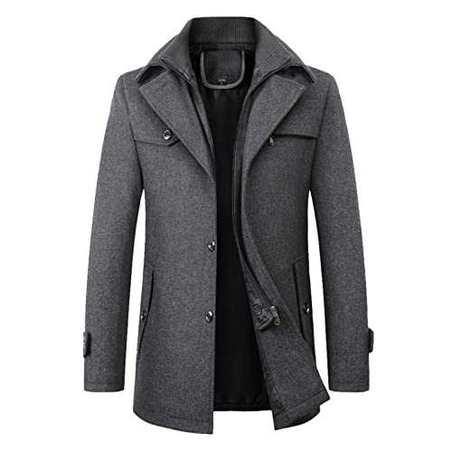 Lightning Deals of The Day Prime Mens Winter Jackets with Hood Fashion Coat Solid Color Non Ironing Wool Business Gentleman Lapel Coat Beige Bomber Jacket Work Rain Coats Clearance Bargains