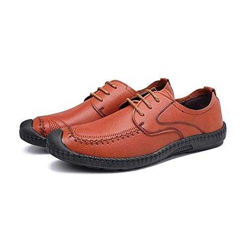 ETZRYSYB Mens Leather Shoes Oxfords Shoes for Men Fooling Shoes Fold Toe Slip on Leather Lightweight Informal Breathable Handmade Suture Anti Slip Oxford Shoes Men (Color : Brown, Size : 38 EU)
