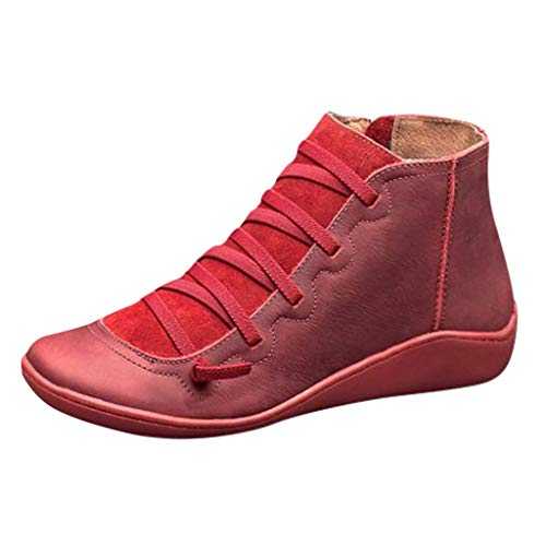 Women's Wide Fit Fashion Boots - Arch Support, Non-Slip, Wedge, Short, Round Toe, Trekking & Walking Boots