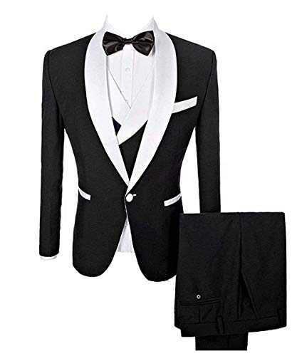 Frank Men's Suit Shawl Collar 3 Pieces Slim Fit Groom Tuxedo