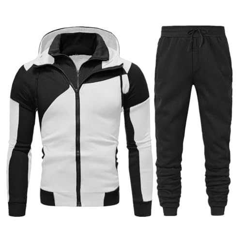 Men's Suit Set, Leisure Stitching Zip Pullover Trousers Sports Suit Men's Shoes Suit