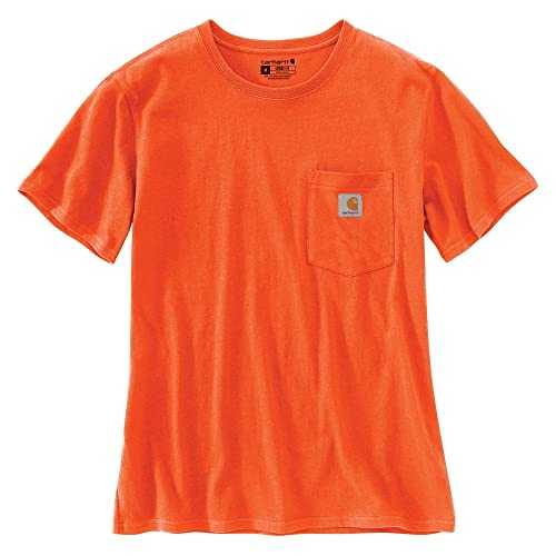 Carhartt Women's Size Loose Fit Heavyweight Short-Sleeve Pocket T-Shirt, Brite Orange, 1X Plus