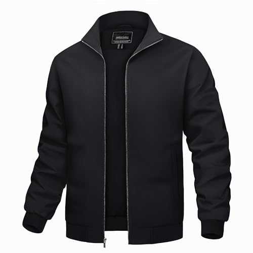 TACVASEN Men's Jacket Lightweight Bomber Jackets Casual Baseball Jacket Windbreaker Coats with Zip Pockets