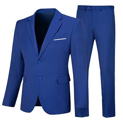 Mens 2 Piece Suit Slim Fit Business Wedding Party Tuxedo Dress Suits for Men Jacket and Pants Set