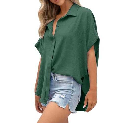 Short Sleeve Blouses For Women Uk Fashion V Neck Button Down Shirts Solid Color Lightweight Breathable Ladies Tunic Tops Cap Sleeve Summer Shirt Dress Loose Fit Cotton And Linen Tops
