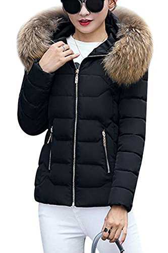 YMING Women's Coat Winter Jacket Warm Puffer Quilted Jacket Winter Jacket with Detachable Fur Hood