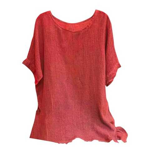 nuoke Summer Tops for Women UK Plus Size Casual Loose Ladies Tops Geometric Print Round Neck Short Sleeves Women's Blouses & Shirts Summer Vacation Essential Tunic Ladies Shirts
